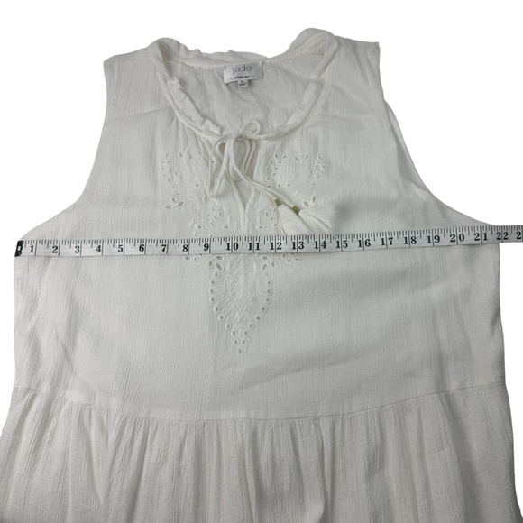Johnny Was Jade Dress Midi White Embroidered Eyelet Boho Tiered Lined SZ L Cotta - Picture 15 of 15